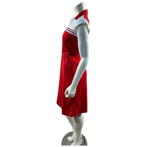 Vintage 70s Red White Tennis Dress Collared Sportswear Preppy A-Line XS/S 5-6 - Picture 3 of 7